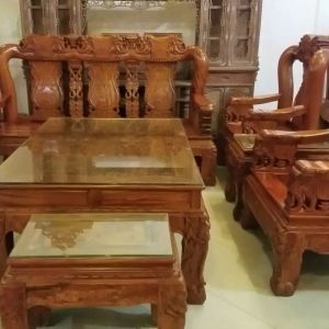 Bộ bàn ghế minh quốc voi tay 12 gỗ hương đá bộ 6 món (1 đoản, 2 ghế, 1 bàn, 2 đôn)