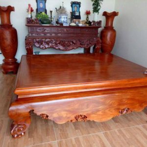 Sập nằm gỗ gụ 180cm 220cm khung tranh + dạ 8cm quây xung quanh