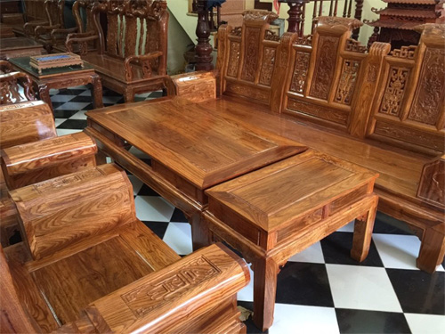 Bộ Bàn Ghế Âu Á hộp gỗ hương vân 240cm