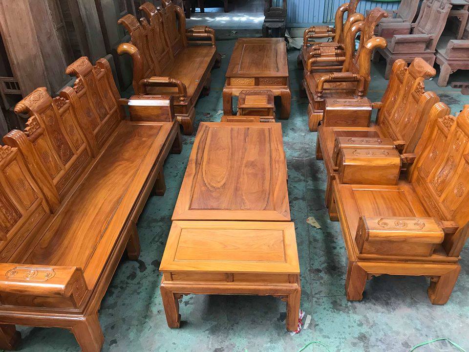 Bộ Bàn Ghế Âu Á hộp gỗ đỏ 240cm