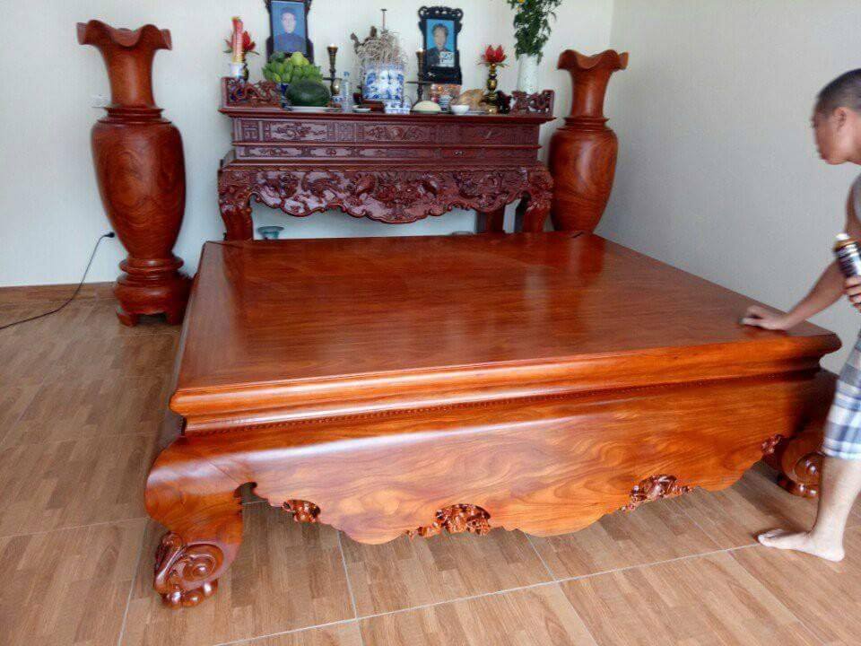 Sập nằm gỗ gụ 160cm 200cm khung tranh + dạ 8cm quây xung quanh