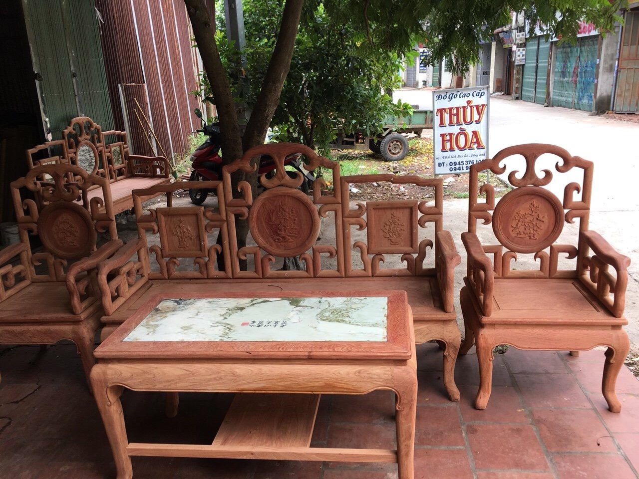 Bộ ghế móc mỏ gỗ hương Lào 6 món